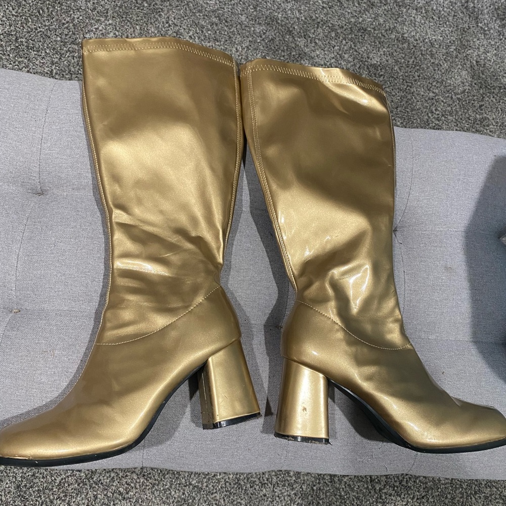 Gold calf high boots